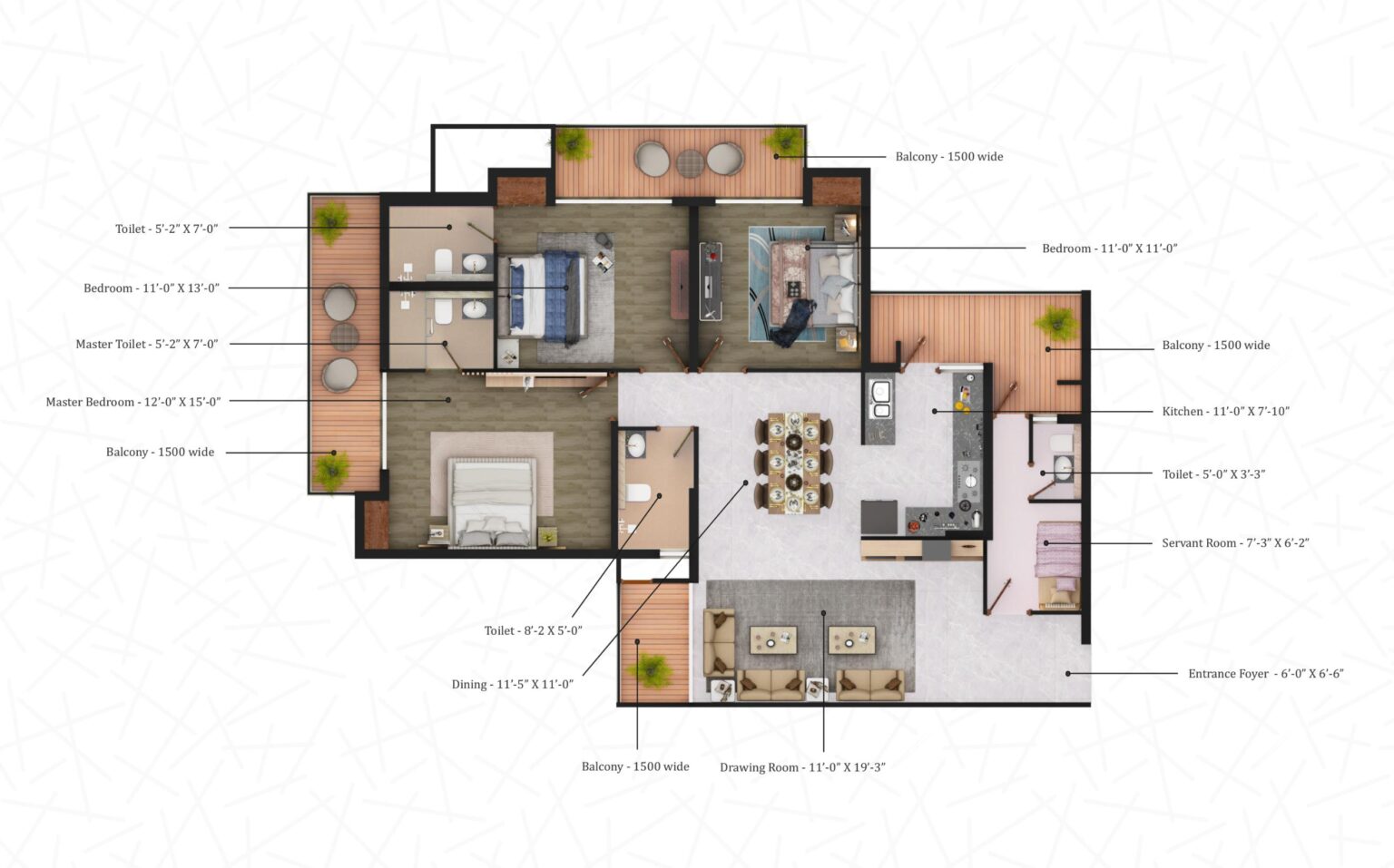 3 BHK Floor Plan The Element Properties